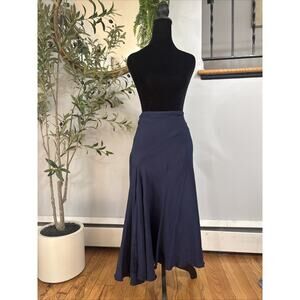 Ralph Lauren 100 % Silk Sz 12 Mermaid Flare Midi Skirt Elegant Heritage Drape